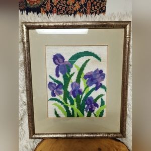 Needle point purple flower picture